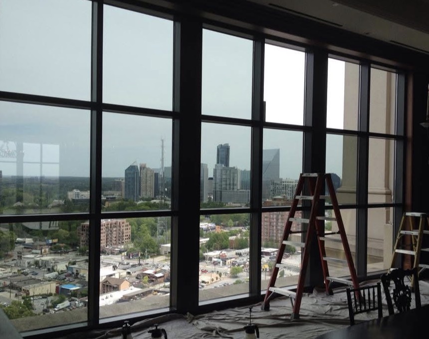 St. Regis Atlanta penthouse installation with Hüper Optik Select Drei on arched windows