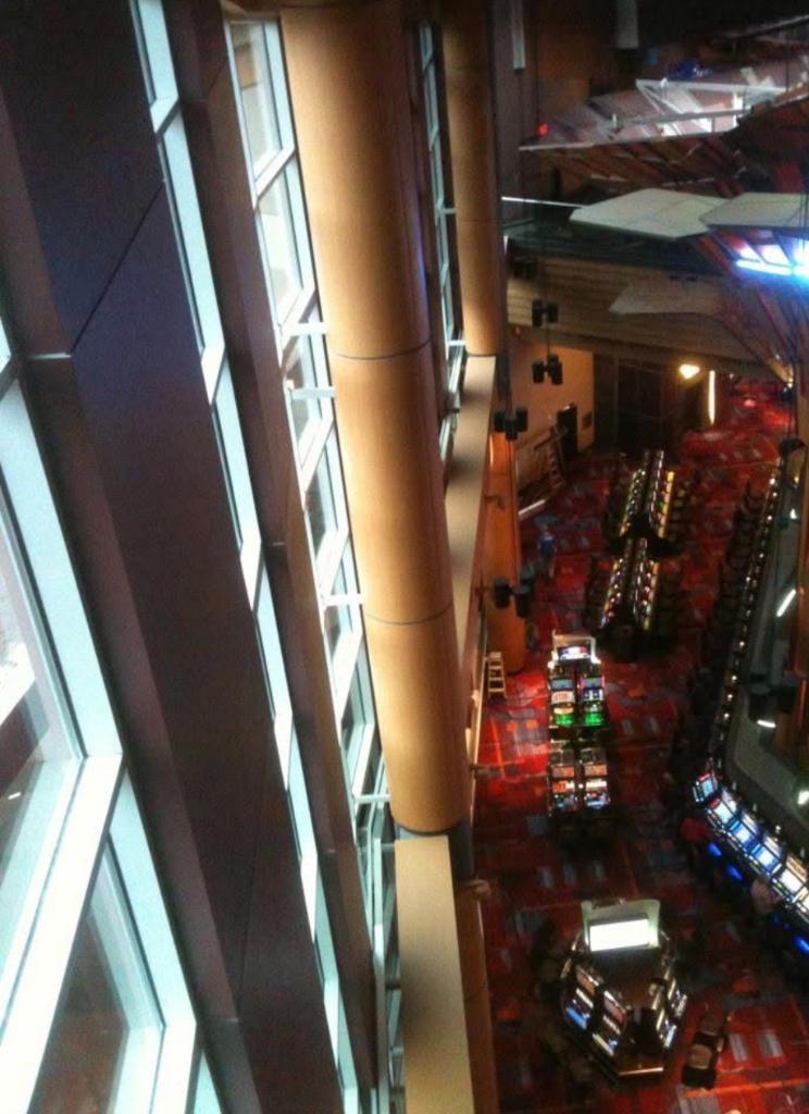 Aerial view of casino floor from high-rise window tinting project